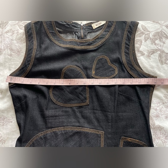 Vintage Moschino Jeans Denim Heart Patchwork Mini Dress 10 70s 80s Classic Retro - Picture 12 of 14